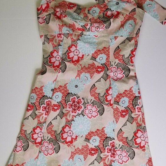 LULY K 90s Cream Floral Flare Halter Tie Cotton Zip Back GORGEOUS Dress size S - Picture 2 of 9